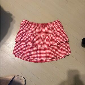 Red Gingham Ruffle Skirt